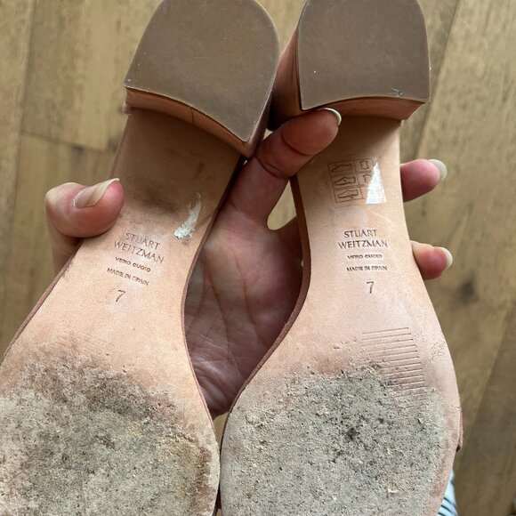 Stuart Weitzman Suede Kitten Block Heel Sandals in Desert Rose - Size 7 - Picture 9 of 9